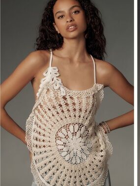 By Anthropologie Pieced Crochet Sweater Tank xs new NWT